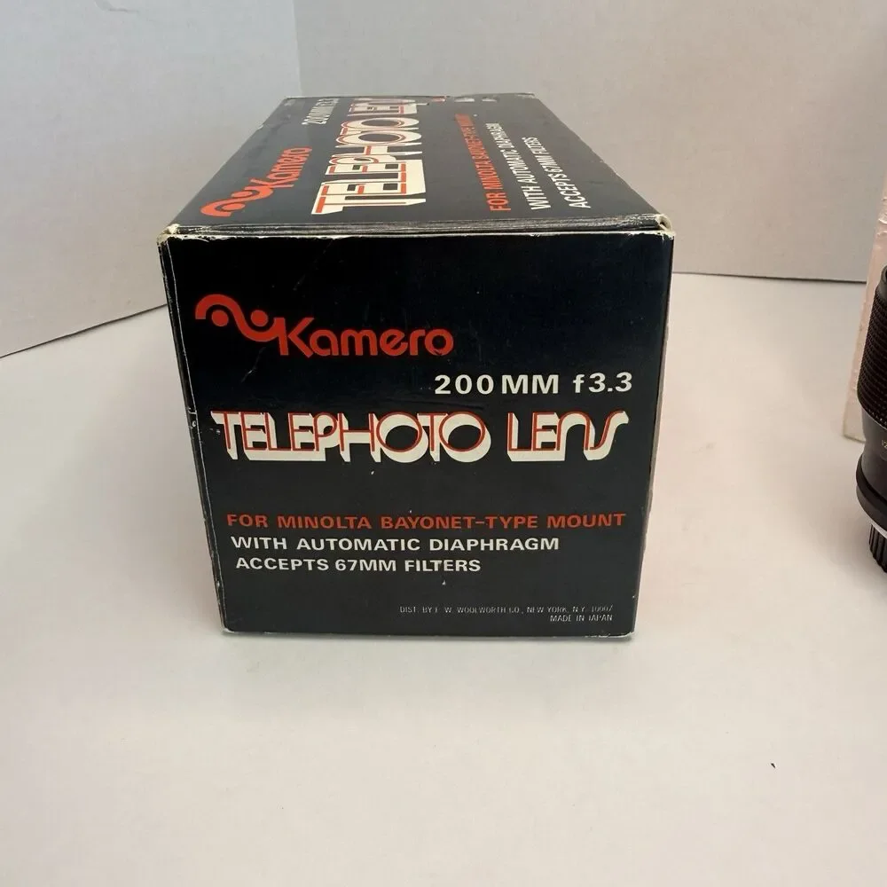 Kamero 200mm f3.3 Telephoto Lens Minolta Mount Vintage Rare 70s Optics Untested